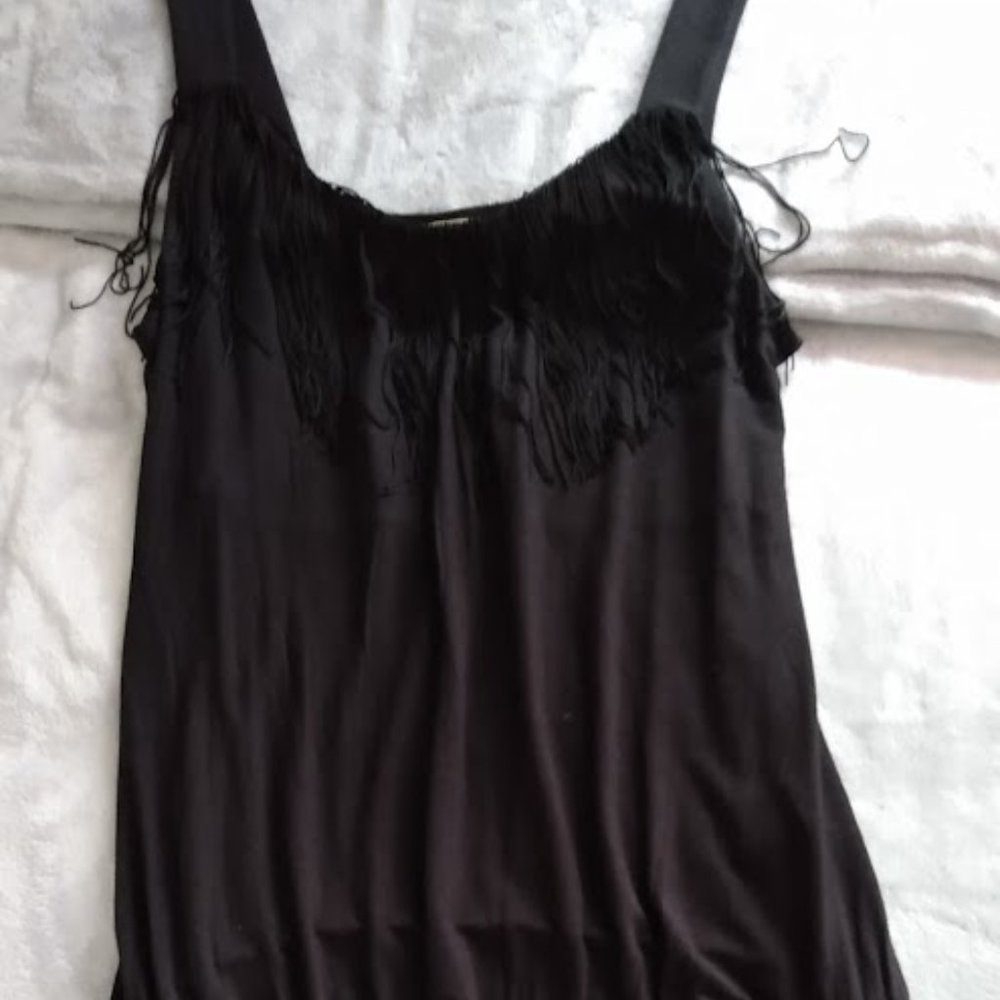 Black tank top with tassle detailing